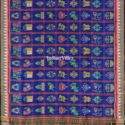Navy Blue Nabakothi Odisha Handloom Silk Dupatta