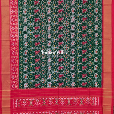 Green Red Pochampally Ikat Patola Saree