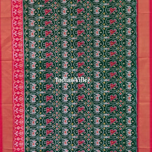 Green Red Pochampally Ikat Patola Saree