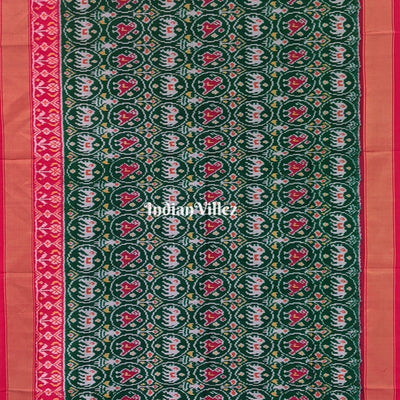 Green Red Pochampally Ikat Patola Saree