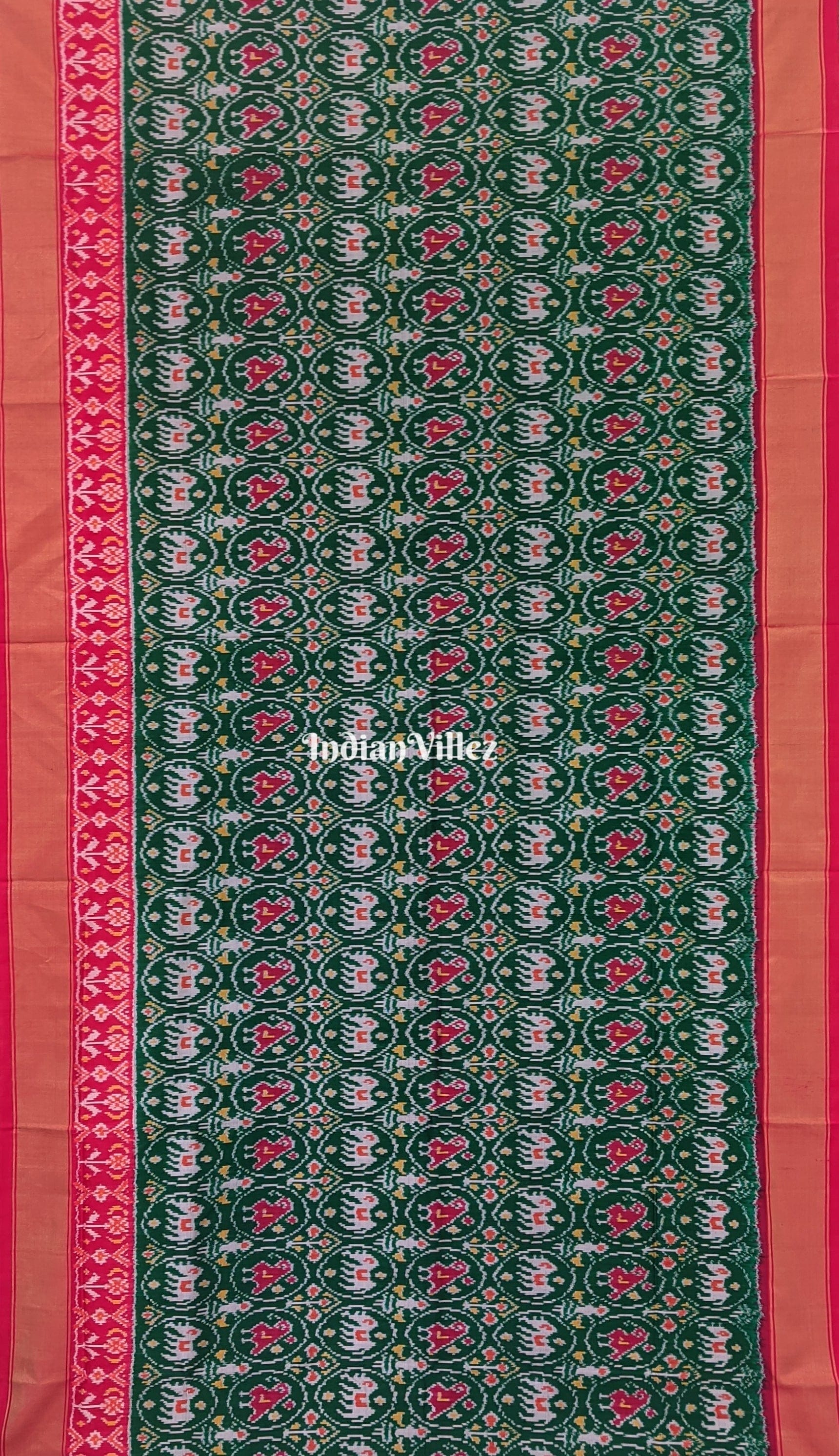 Green Red Pochampally Ikat Patola Saree