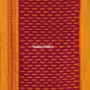 Maroon Yellow Pochampally Silk Handloom Saree