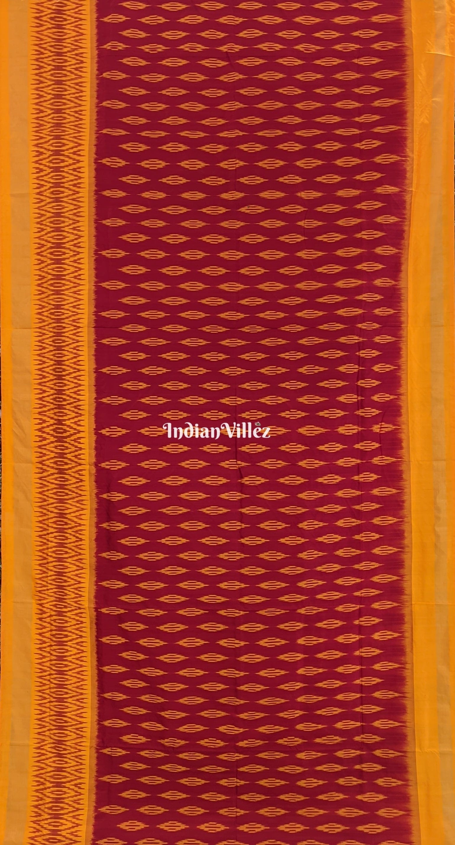 Maroon Yellow Pochampally Silk Handloom Saree