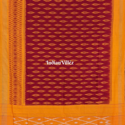 Maroon Yellow Pochampally Silk Handloom Saree