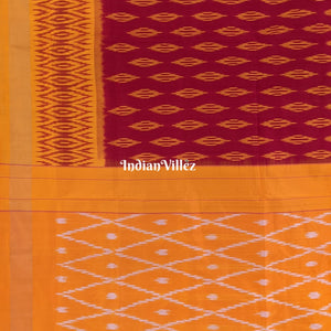 Maroon Yellow Pochampally Silk Handloom Saree