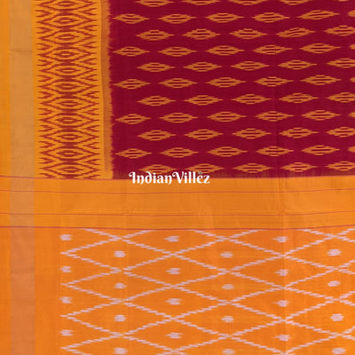 Maroon Yellow Pochampally Silk Handloom Saree