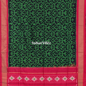 Black Green Silk Handloom Pochampally Ikat Saree