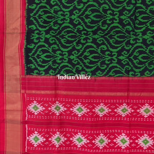 Black Green Silk Handloom Pochampally Ikat Saree