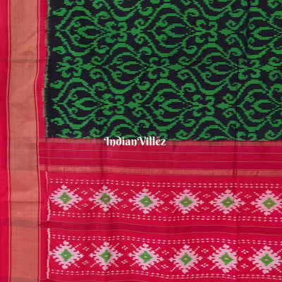Black Green Silk Handloom Pochampally Ikat Saree