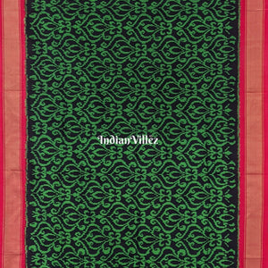 Black Green Silk Handloom Pochampally Ikat Saree
