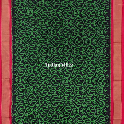 Black Green Silk Handloom Pochampally Ikat Saree