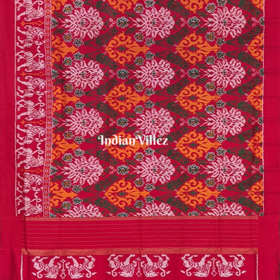 Multicolored Floral Design Silk Handloom Pochampally Ikat Saree