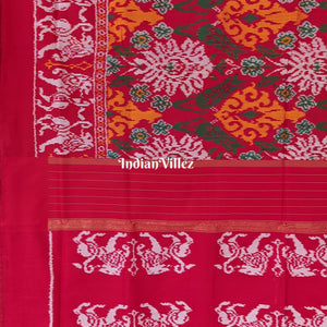 Multicolored Floral Design Silk Handloom Pochampally Ikat Saree