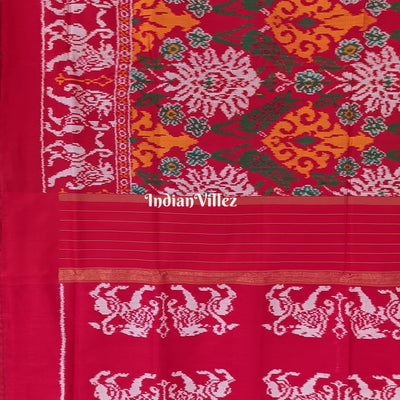 Multicolored Floral Design Silk Handloom Pochampally Ikat Saree