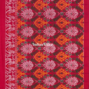 Multicolored Floral Design Silk Handloom Pochampally Ikat Saree