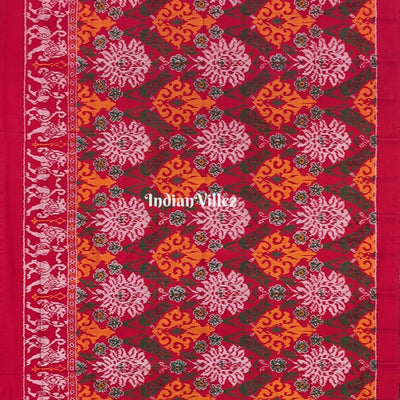 Multicolored Floral Design Silk Handloom Pochampally Ikat Saree