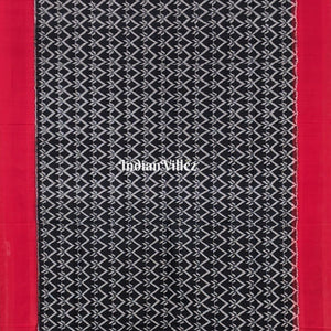 Black Red Silk Handloom Pochampally Ikat Saree