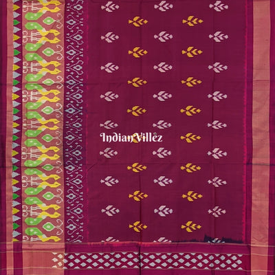Dark Pink Pochampally Ikat Silk Handloom Saree