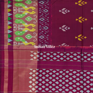 Dark Pink Pochampally Ikat Silk Handloom Saree