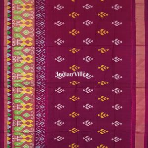 Dark Pink Pochampally Ikat Silk Handloom Saree