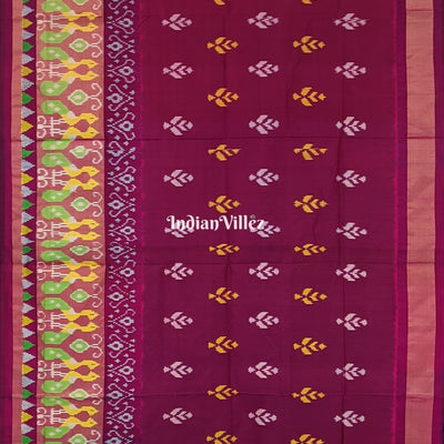 Dark Pink Pochampally Ikat Silk Handloom Saree