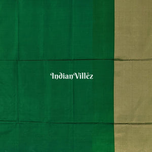 Blue Green Floral Design Pochampally Ikat Silk Saree