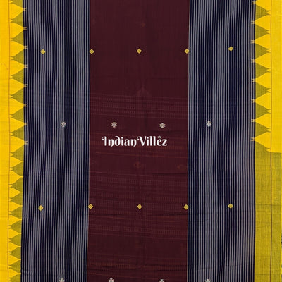 Yellow Maroon Odisha Handloom Natural Dye Kotpad Cotton Saree