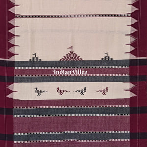 White Odisha Handloom Natural Dye Kotpad Cotton Saree