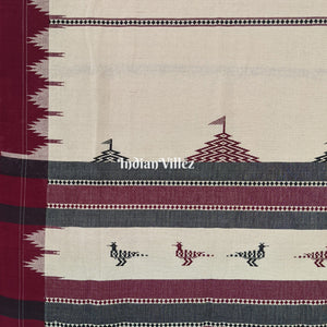 White Odisha Handloom Natural Dye Kotpad Cotton Saree