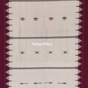 White Odisha Handloom Natural Dye Kotpad Cotton Saree