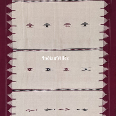 White Odisha Handloom Natural Dye Kotpad Cotton Saree