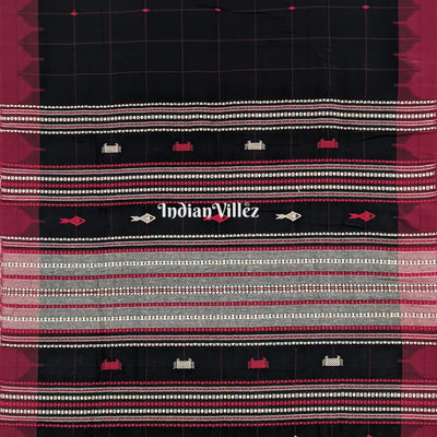 Black Check Natural Dyed Kotpad Cotton Saree