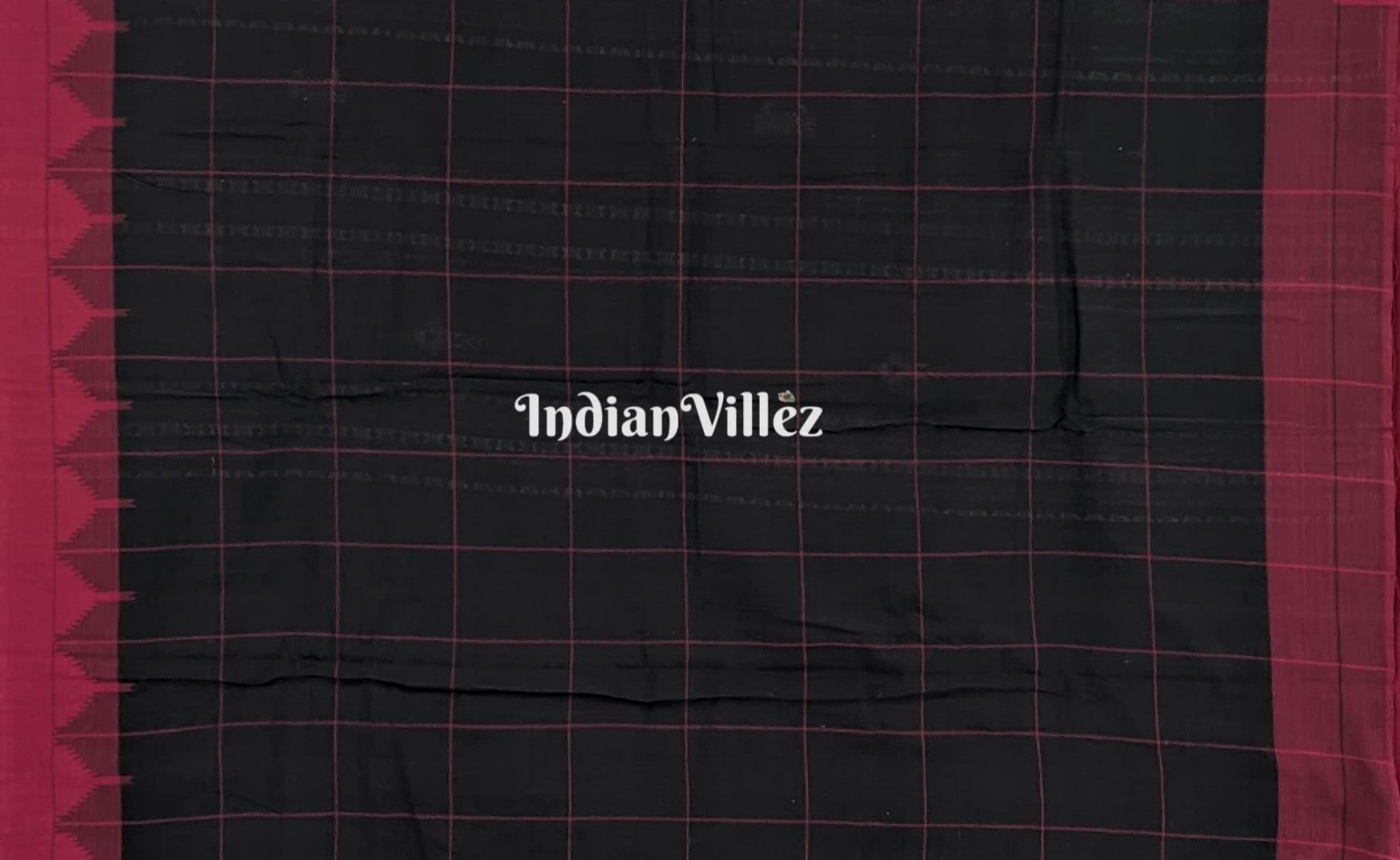 Black Check Natural Dyed Kotpad Cotton Saree