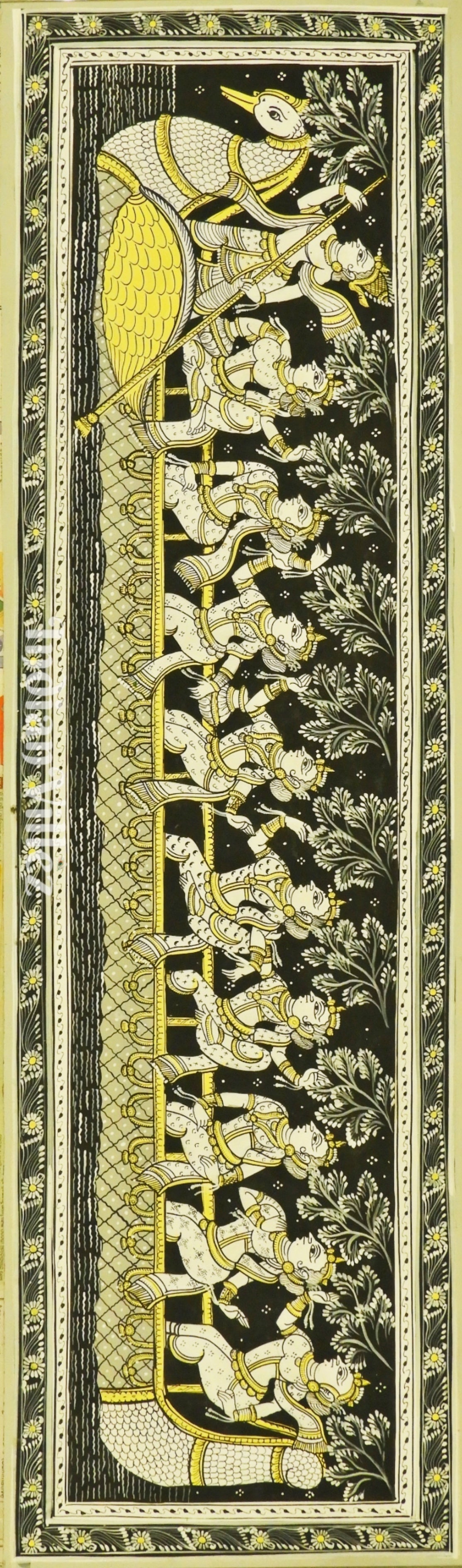 Lord Krishna Nabakeli Theme Pattachitra Art Painting For Home Wall Art Decor