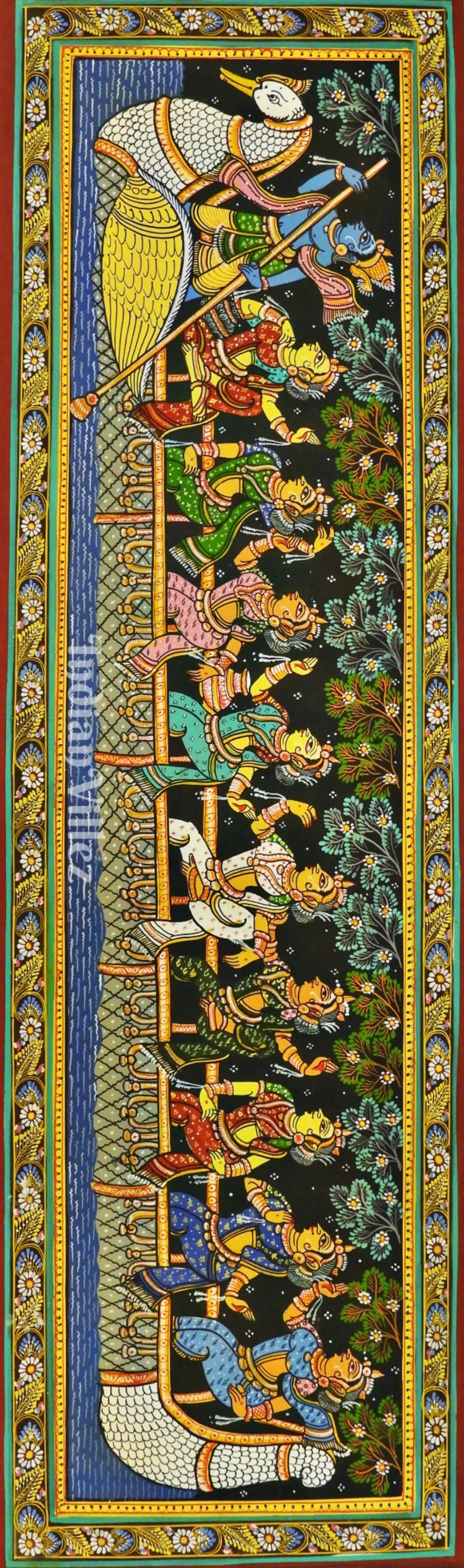 Lord Krishna Nabakeli Pattachitra Art Painting For Home Wall Art Decor