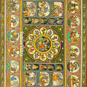Shri Krishna Life-Story Pattachitra Art Painting For Home Wall Art Decor
