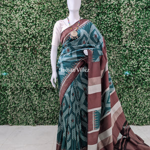 Bottle Green Tarabali Odisha Ikat Contemporary Silk Saree