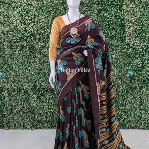 Chocolate Brown Odisha Ikat Contemporary Silk Saree