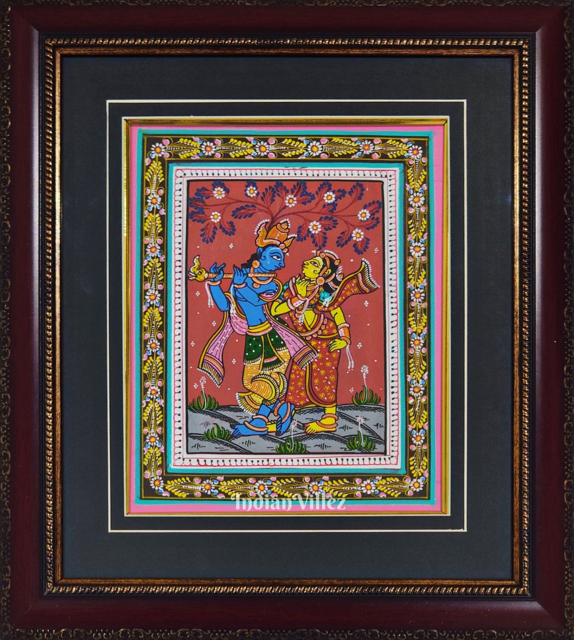 Radha Krishna Pattachitra Art Painting For Home Wall Art Decor ( With Frame)