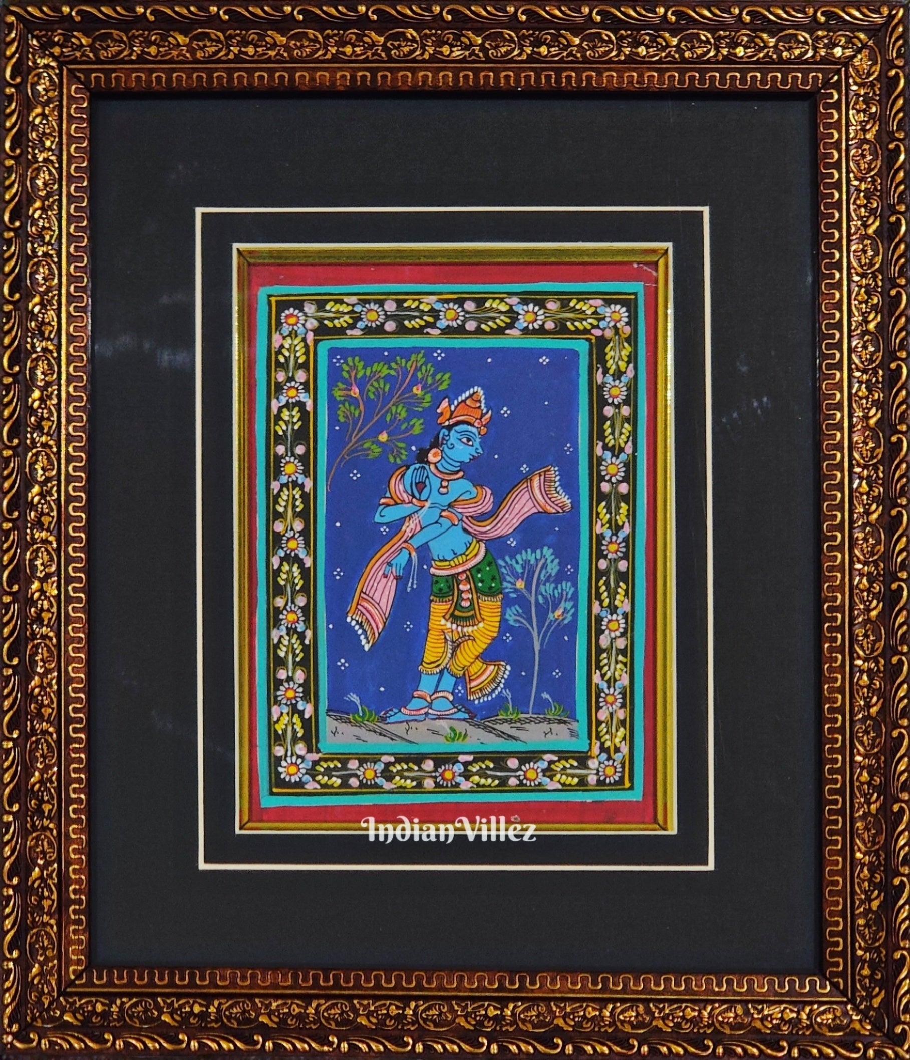 Shree Krishna Pattachitra Painting For Home Wall Art Decor ( With Frame)