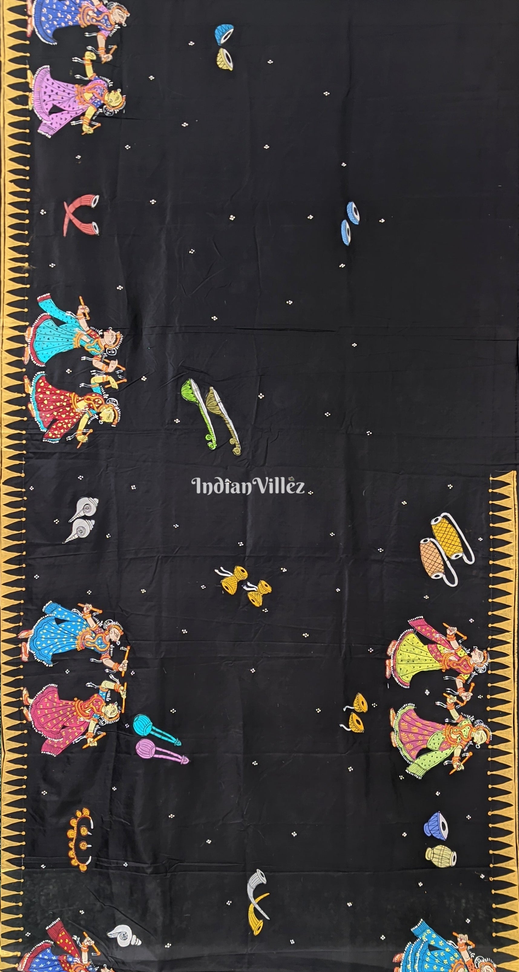 Black Dandiya Raas Pattachitra Saree