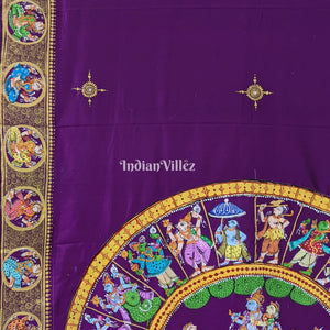 Purple Ardha Nareshwar Theme Pattachitra Saree