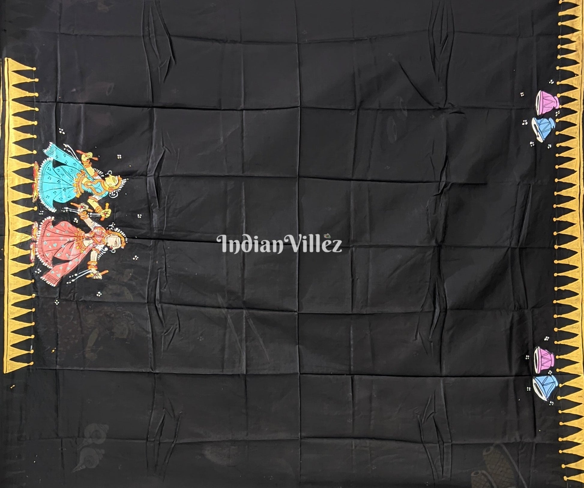 Black Dandiya Raas Pattachitra Saree