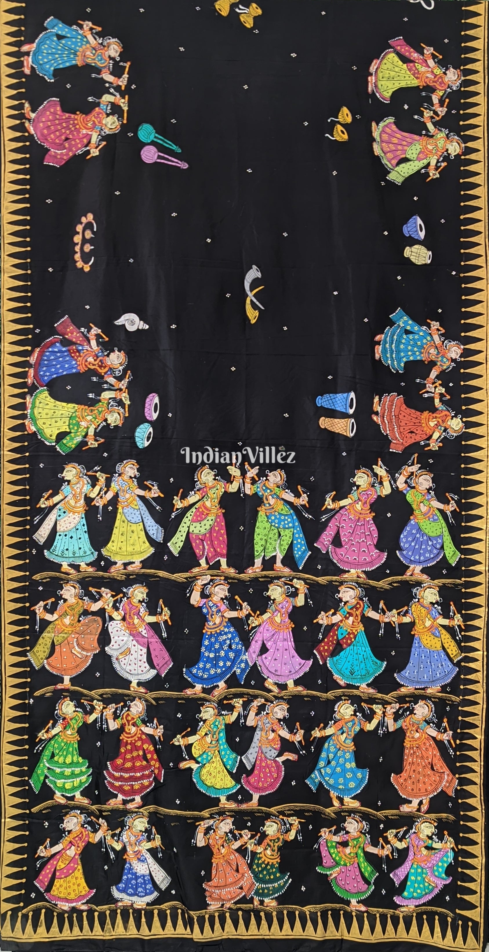 Black Dandiya Raas Pattachitra Saree