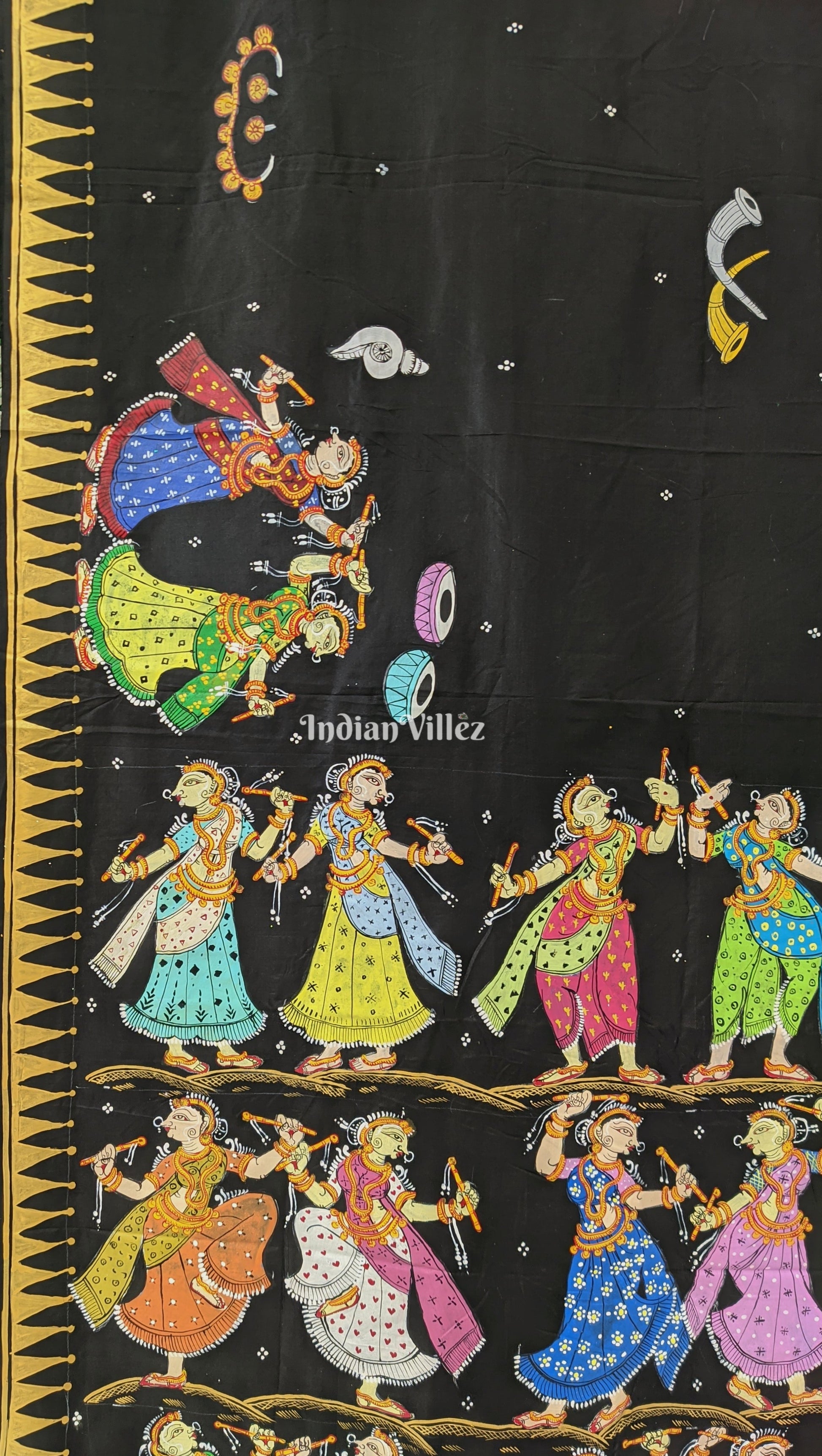 Black Dandiya Raas Pattachitra Saree