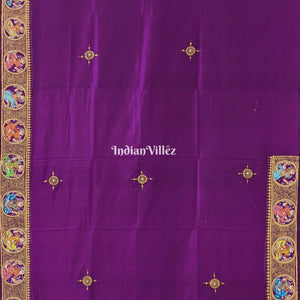 Purple Ardha Nareshwar Theme Pattachitra Saree