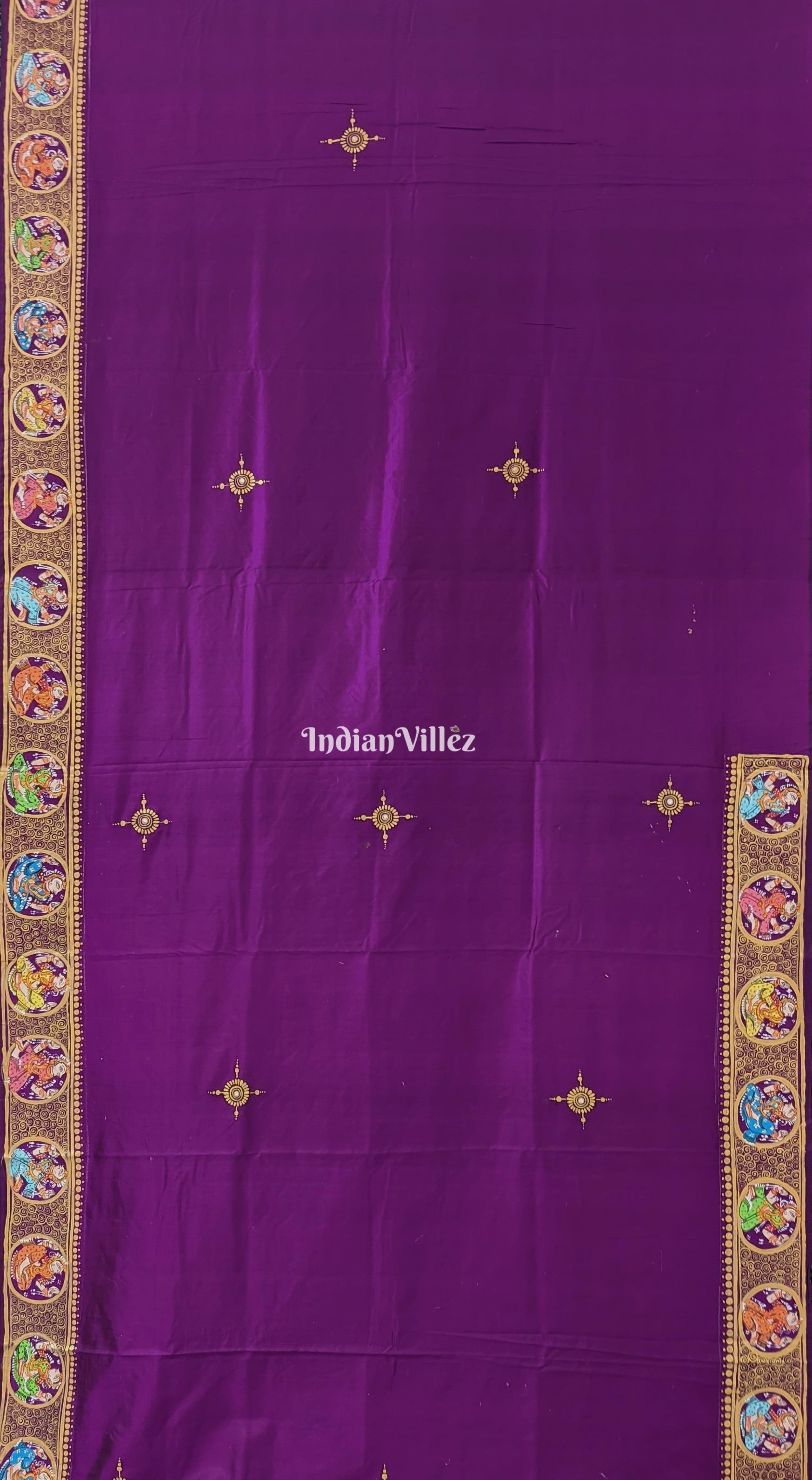 Purple Ardha Nareshwar Theme Pattachitra Saree