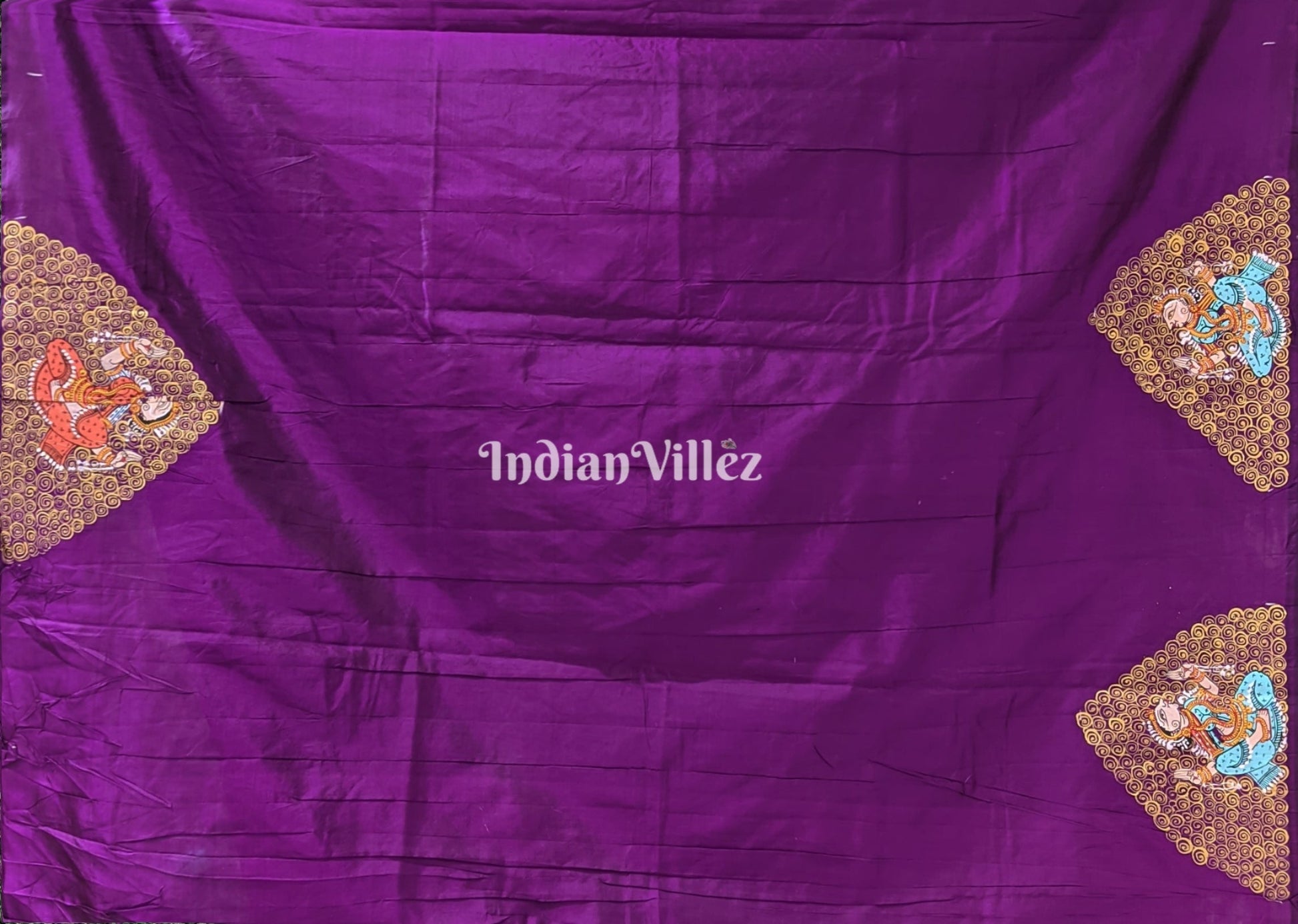 Purple Ardha Nareshwar Theme Pattachitra Saree