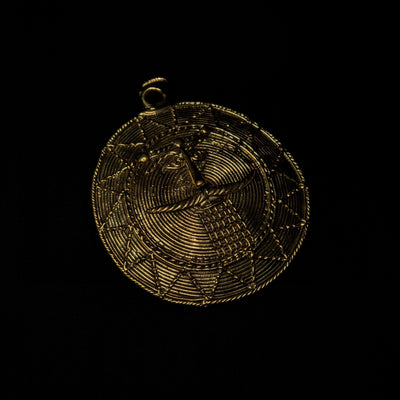 Dhokra Brass Moon Mask Wall Accent