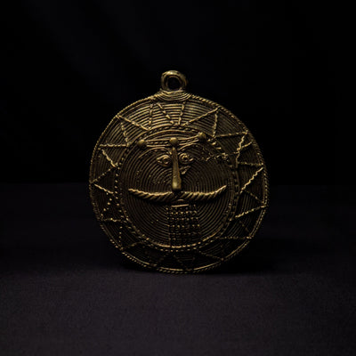 Dhokra Brass Moon Mask Wall Accent